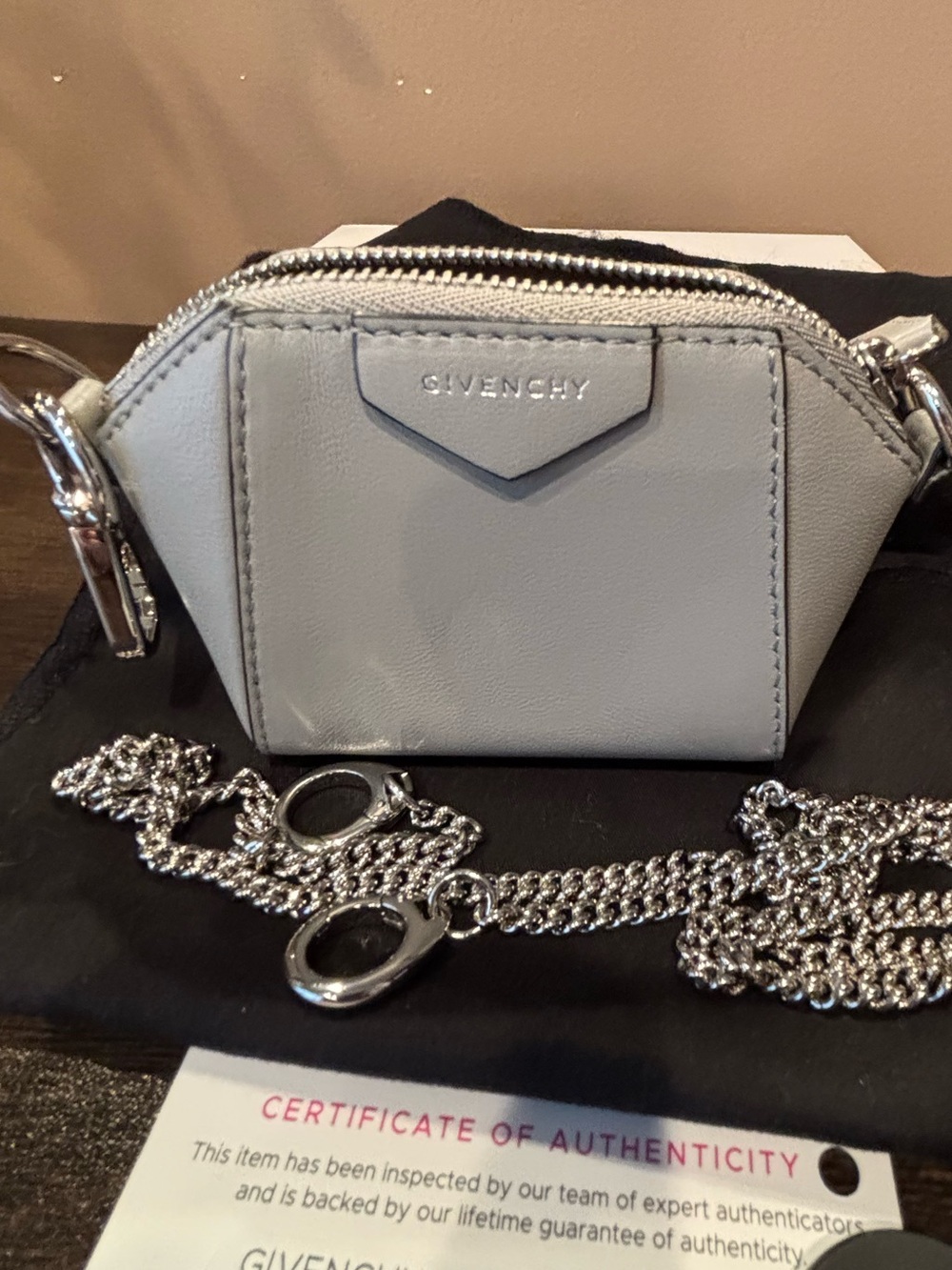 Givenchy Antigona Nano Leather Crossbody Bag in Light Gray